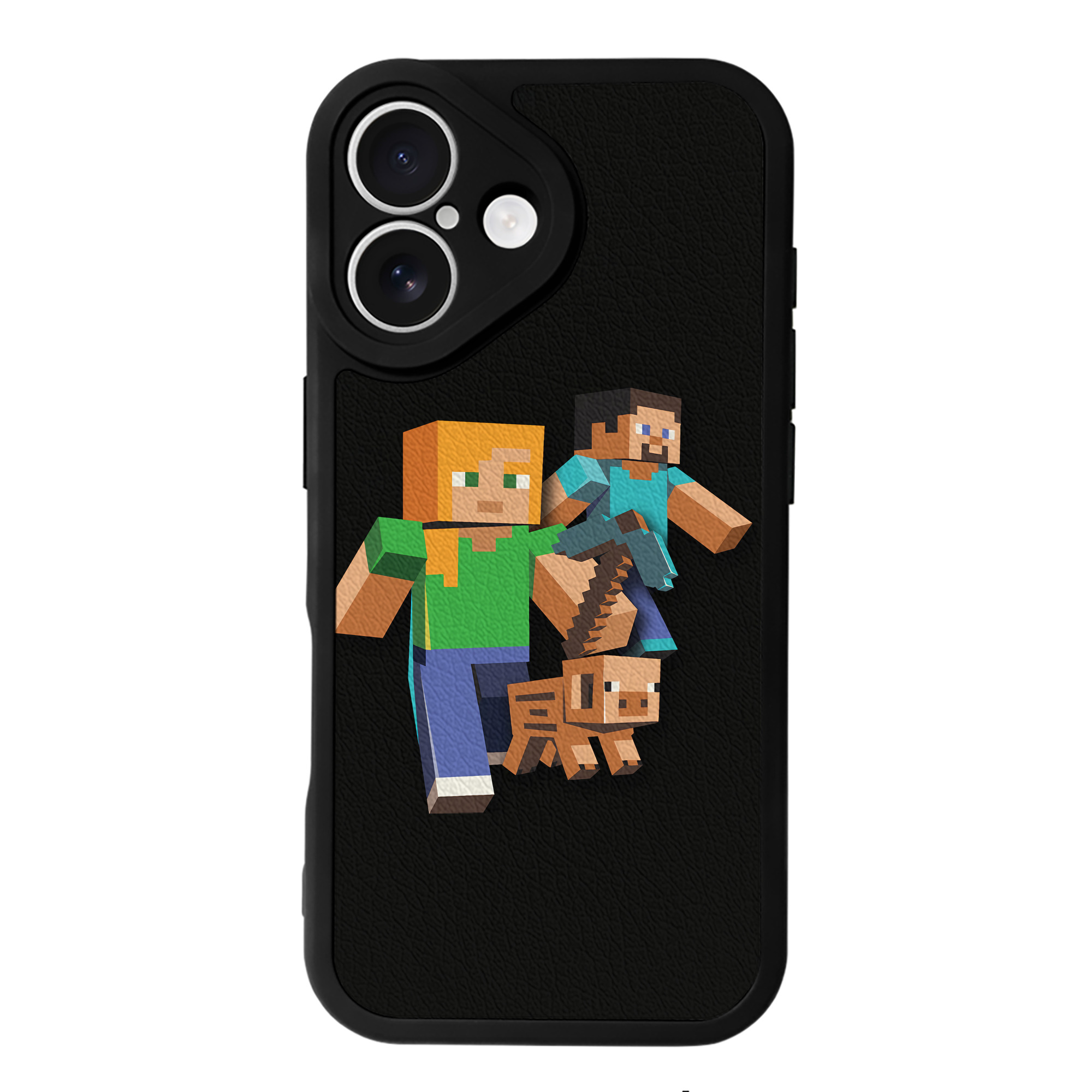 （画像用） マインクラフト ブロックの世界 Minecraft MC Block world 【iPhone 16シリーズ対応】シリコンスマホケース（レザー調） 材質：シリコン
